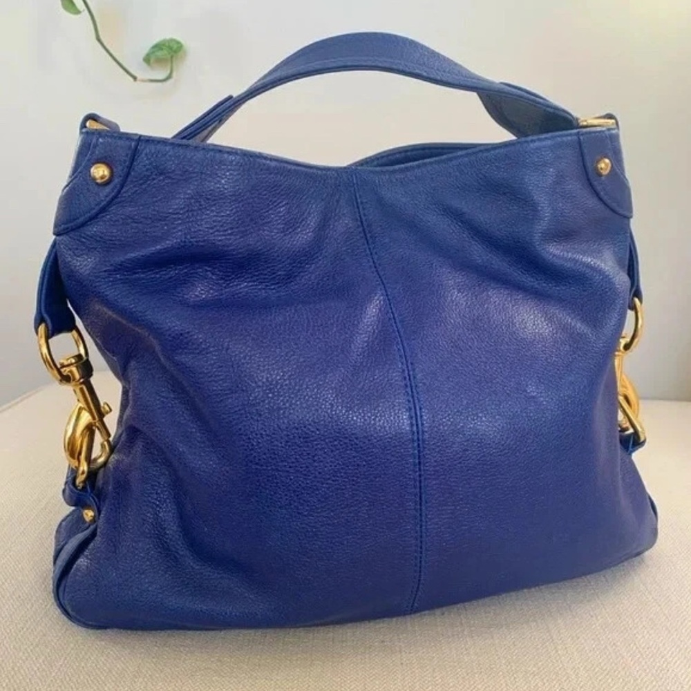 Rebecca Minkoff Royal Blue Leather Mini Nikki Hobo Bag with Gold Hardware